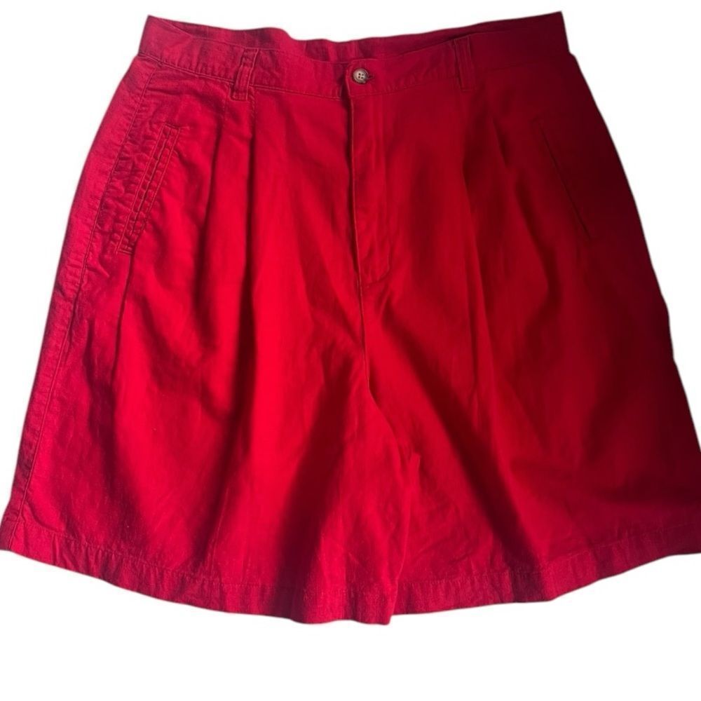 Vintage Jones New York Red Linen Blend Bermuda Plead Preppy Resortcore Shorts 16